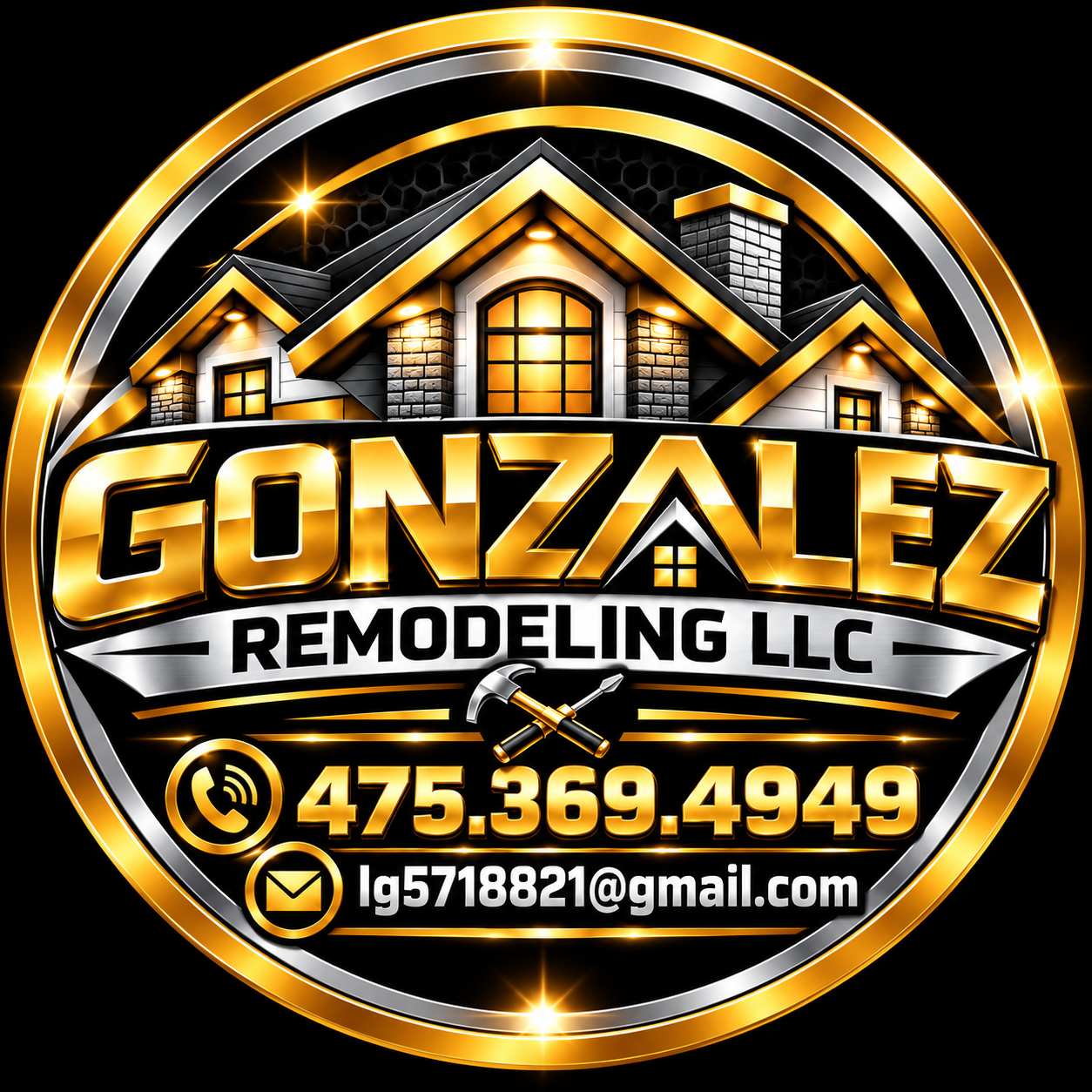 Emblema dorado de remodelación Gonzalez